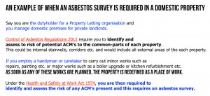 Asbestos survey, domestic premises