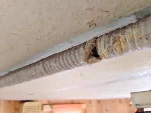 Asbestos rope to pipework, Kitchen